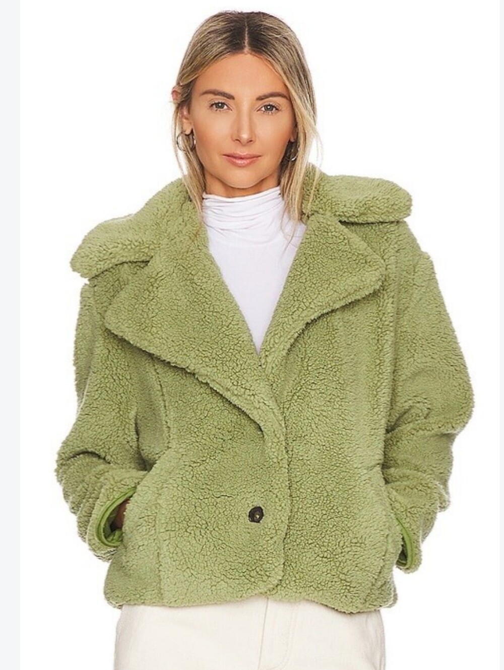 Free People Joplin Sherpa Jacket Pistachio Green Size S